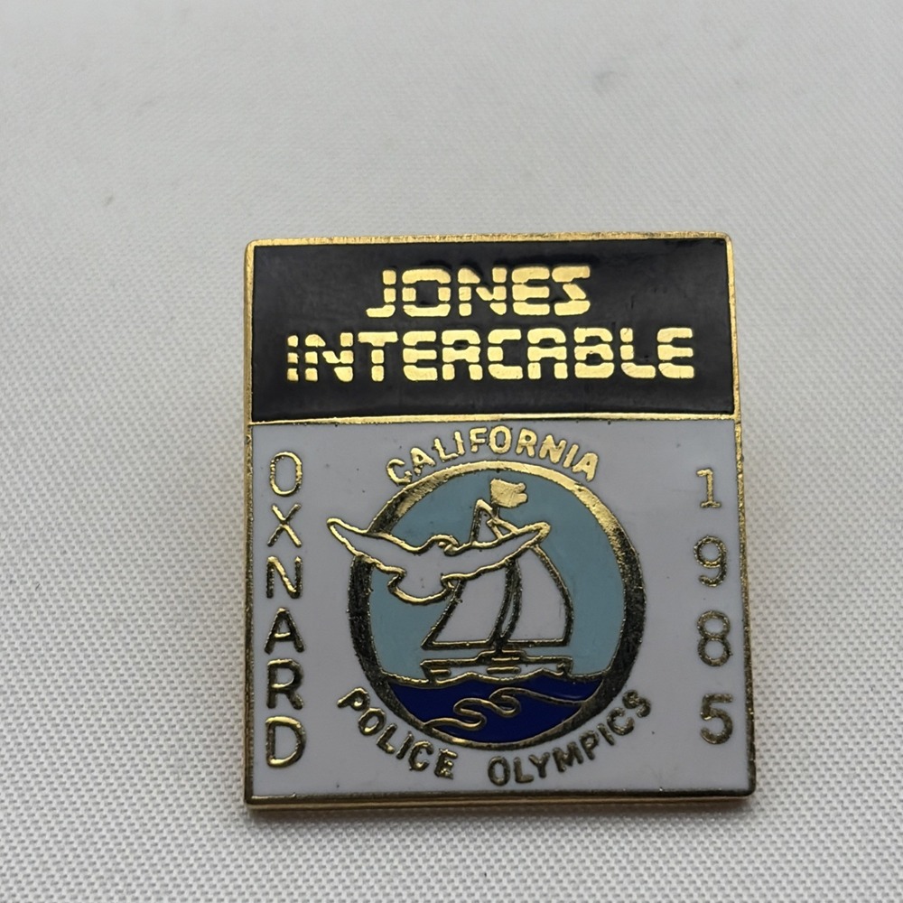 1985 Oxnard California Police Olympics Jones Intercable Sponsor Lapel Hat Pin